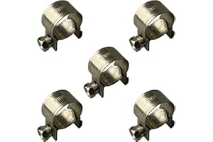 ON1SHELF Paquete de 5 abrazaderas de acero inoxidable para manguera de combustible Jubilee, plateadas (9-11 mm)