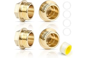 CONJURAIDE 4 Stück Blindstopfen 1/2 Zoll, Messing Stopfen 1/2 zoll Verschlussstopfen Blindstopfen Wasserleitung Verschlusskappe mit Dichtung und Dichtband Rohr Endkappe Rohrstopfen für Rohranschluss