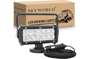 SKYWORLD 7 pollici 36W Faro da ricerca Led, Faro da lavoro a LED da con magnete base magnetica, Flood Luci di Lavoro a Led 12V 24V per Auto Fuoristrada Camion 4X4 SUV ATV UTV Barca