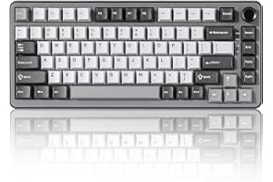 YUNZII B75 PRO Tastiera Meccanica Senza Fili, 75% Gaming Keyboard Guarnizione Hot Swap Custom Keyboard Con Manopola, Pre-lubrificato Interruttori RGB, BT/Tipo-C/2.4G (Dark Grey, Cocoa Cream V2 Switch)