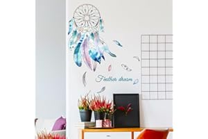 BUSTLWOR Wandtattoo Traumfänger, Traumfänger Feder Wandsticker, Wandtattoo, als Wanddekoration für Geschäfte Schaufenster Schlafzimmer Wohnzimmer Wand