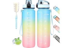 AOHAN Trinkflasche 1L,BPA-Frei Trinkflasche Sport,Auslaufsicher Wasserflasche,Sportflasche mit Schmutzfänger&Zeitmarkierung für Schule, Sport,Radfahren, Fahrrad, Fitness,Yoga, Gym.