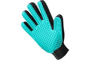 USION [Upgrade] 2-in-1 Pet Glove,Dog Brush Glove Mitt with LONGER 259 Pins–More Effective Pet Hair Remover–Effective Pet Grooming Kit for For Dogs & Cats with Long/Short Fur(Green, Right)