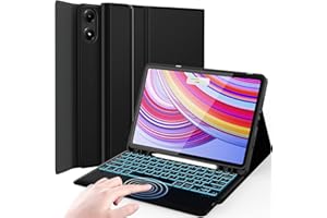 Nanhent Rétroéclairé Clavier Coque pour Redmi Pad Pro 12,1 Pouces 2024 Tablette, Smart Touchpad, AZERTY Français Amovible Bluetooth sans Fil Clavier avec Housse Étui Premium en Cuir PU