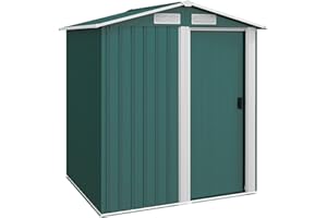 Outsunny Casetta da Giardino 1.7m² in Acciaio Zincato con kit Fondazione, Capanno da Giardino Porta Attrezzi con Tetto Inclinato, 4 Prese d'Aria, Porta Scorrevole, 152x132x188 cm, Verde