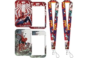 OXINO 2 Pezzi Spider-Mann Porta Badge con Cordino, Portachiavi Estraibile, Porta Badge da Collo per ID Cards e Carta Dell'autobus, Porta Carte per donne, insegnanti, infermieri, dottore, studente
