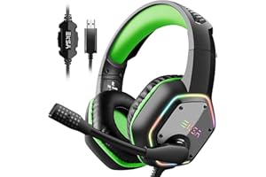 EKSA KSA Casque Gaming, Casque Gamer USB avec Son Surround 7.1, Casque ps4 avec Micro Antibruit et Lumière RVB, Casque Audio pour PC/PS4/PS5/Laptop,
