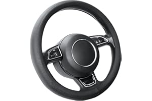 SEG Direct Couvre Volant Noir Housse de Volant de Voiture Microfibre Cuir pour Prius Civic 35.5-36 cm