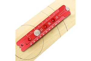 CDIYTOOL Rundes Zeichenwerkzeug für Holzbearbeitung, Aluminiumlegierung, Holzschneider, Kompass, Anreißer, verstellbarer Bogen, Zeichenlineal, metrisch und Zoll, Fixpunkt-Markierung, Tischlerwerkzeug