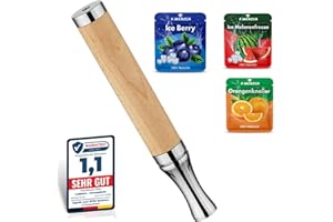 F.MERZCA® Rauchentwöhnung Atemholz mit MIT MEHR WIDERSTAND – 9× Filter mit leckerem Wassermelone, Blaubeere und Orange Geschmack – Zigarettenersatz & Rauchfrei Hilfsmittel Nikotinfrei (Silber Holz)