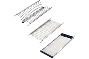 Emuca - Scolapiatti Drynox pensile per piatti e bicchieri, per mobile di lunghezza 60cm (535mm e 585mm), finitura cromata, Acciaio