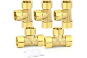 GASHER 5 piezas de latón Tee Fitting, 1/4 "x 1/4" x 1/4 "BSP hembra accesorios de tubería