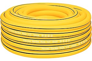 Fevone manguera de jardín 20 m mangueras de riego (13 mm, 1/2 pulgadas, Zoll) 4 capas, 25 bar, resistente y duradera, para exteriores, para compresor amarillo/negro