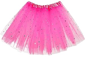 Molain Tutu Tutus Rock Kleider Kleinkind Kleid Valentinstag Kostüm Dehnbar Tie Dye Skorts für 2~7 Jahre Baby Kinder Mädchen Frauen Prinzessin Ballett Tanz (Dark Pink Star)