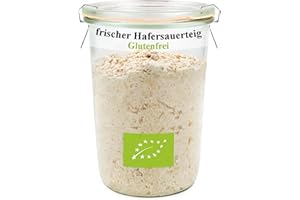 ‎BÄCKEREI SPIEGELHAUER Bio glutenfreier Sauerteig Bio-Hafersauerteig 200g frisches Anstellgut zum Backen inklusive Anleitung (mit Sauerteig-Glas)