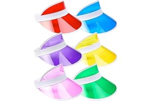 REDSTAR Lot de 6 Visières Plastique - Pub Golf - Déguisement Année 80 Couleurs Assorties, Visière Rose Fluo, Jaune, Bleu, Vert, Orange, Rouge, Visière Déguisement Années 80 Femmes Festivals Raves