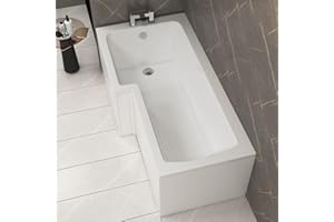 ROYAL BATHROOMS.CO.UK Qubix 1700 x 850mm Left Hand L-Shaped Shower Bath Bathtub with Front Panel Compact Bathroom Solution