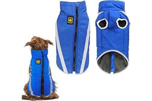 KJSXUUE Dog Winter Coat, Dog Winter Coat Waterproof, Fleece Lined Dog Jacket for Small, Medium Dogs Winter and Cold Weather, Windproof Extra Soft Dog Vest (XXL, Blue)