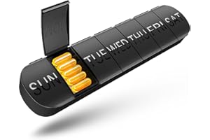 YAKLIM Large Pill Boxes 7 Day 1 Times a Day, Weekly 7 Day Pill Box with Large Compartments, Daily Tablet Organiser to Hold Vitamins, XL Pill Organiser 7 Day Black Medicine Organiser for Fish Oil