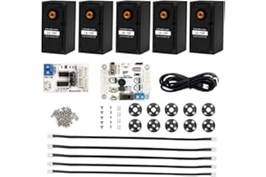 LEWANSOUL 5 Packs LX-15D Serial Bus Servo with Servo Controller & Debug Board, Dual Bearing Full Metal Gear Steering Servo for RC Robot DIY, High Torque Servo 15KG.CM 6V - 17KG.CM 7.4V, Control Angle 240°