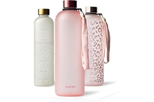 MAMEIDO Botella agua 1,5 litro, Botella motivacional sin BPA, antigoteo, Botella tritan para Colegio, Gym, Oficina (Flamingo Pink)