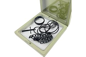 YOSKAEDI Herren Halskette Kette Silberkette Königskette 3-teiliges Set mit Armband & Ring, Edelstahl Schmuck für Männer, HipHop Style Geschenk für Vater & Freund