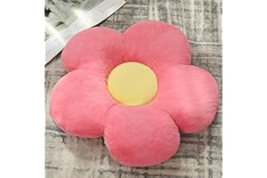 Chickwin Süße Blumenförmiges Plüsch Kissen - Weiches Aesthetic Kawaii Blumenboden Kissen für Zimmer, Hause, Sofa Dekoration (35 * 35, Rosa)