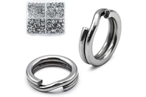 9KM DWLIFE Fishing Split Rings - 50Pcs Stainless Steel Double Ring Clips Snaps for Fishing Hooks Lures Connector