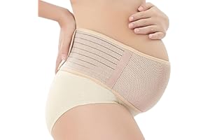 Rynvarl Ceinture de grossesse avec soutien abdominal et lombaire – Ceinture maternité réglable pour femmes enceintes – Confort pour le quotidien, la conduite, la récupération post-partum,Teint