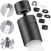 Aerator Kitchen Tap Swivel 360&deg;, Adjustable 2 Modes Water Output, with 5 Adapters 0.787/0.82/24 mm, Anti Splash Device Tap wi