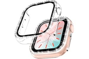 TOCOL 2 Pezzi Brillantini Cover per Apple Watch Series 6 5 4 SE 40mm con Vetro Temperato, HD Clear Pellicola Protettiva Custodia Copertura Completa Sottile Rigida Protezione - Trasparente
