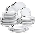 VEWEET 'Fiona' 36-Piece Dinner Set, Porcelain Dinnerware Sets, Ivory White Black Lines Tableware Set of 12 * 9.75" Dinner Plate, 12 * 7.5" Dessert Plate, 12 * 8.5" Soup Plate, Service for 6