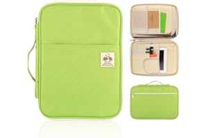 Carpeta de Conferencias - Carpeta de Documentos con Cremallera Organizador de 8 Bolsillos para iPad, Portátiles, Documentos por YOUSHARES(Verde)