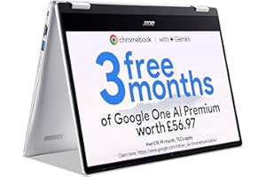 Acer Chromebook Spin 314 CP314-1H Convertible Laptop - Intel Celeron N4500, 4GB, 128GB eMMC, 14-inch Full HD Touchscreen, Chrome OS, Silver