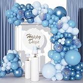 Blue Balloon Arch Kit, 110Pcs Metallic Blue Balloon Garland with Macaron Blue Latex Confetti for Birthday Party Baby Shower K