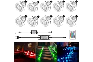Kingwei RGBW Foco Empotrable LED 10 Piezas 6W Focos Empotrables Techo Con Mando a Distancia Impermeable IP67 Downlight de Suelo Para Interiores y Exte