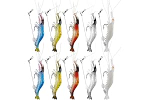 WANBY Set di Esche Mmorbide in Silicone Artificiale Esche da Pesca Luminose con Esche Artificiali per Gamberetti con Ganci Attrezzatura da Pesca Acqua Dolce / Acqua Salata