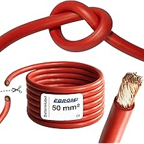 Batteriekabel Aderleitung - ROT - H07V-K 6/10 / 16/25 / 35 oder 50 mm² - Batterie Kabel 99,9% OFC Kupfer - Meterware - Ihre Auswahl: 16 mm2 (Anzahl/Stück im Warenkorb = Kabel in einer Länge