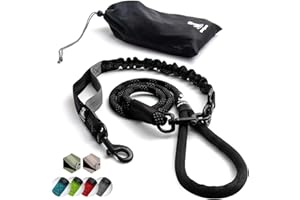 SparklyPets Laisse Élastique Anti Traction pour Chien de Moyenne à Grande Taille – Laisse Solide Antidérapante à Bandes Réfléchissantes – Accessoire Chien pour Promenade, Balade, Dressage