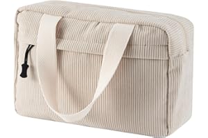 Jiliyote Cord Kosmetiktasche Groß Damen Kulturtasche Cord Make-up Taschen Kosmetikbeutel Reise Cosmetic Bag aus für Travel Mädchen Frauen