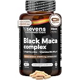 Peruvian Black Maca Complex 20:1 + L-Arginine and Zinc | With Vitamins B6, B12 and C - Andean Black Maca Capsules for Energy