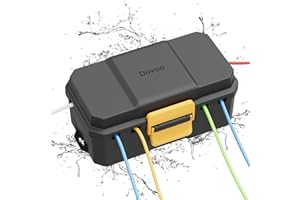 Diivoo Outdoor Waterproof Electrical Box, Large Size 6 Cable Seal Entry, Weather Proof Plug Box, Outside Connection Socket Enclosure for Extension Leads, Holiday Garden Lights, Tools, Black