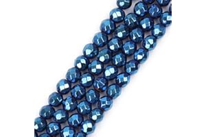 GEM-INSIDE CREATE YOUR OWN FASHION SHGbeads Blue Metallic Coated Magnetic Hematite Gemstone Loose Beads for Jewellery Making Faceted Round 6mm Big Hole 1.5mm-2mm 15''