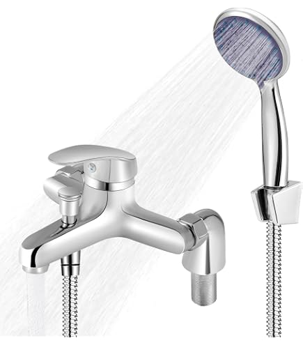 Kingston Brass KB6231LL Badarmatur Für Wanne & Dusche – 3 Griffe, Verchromt, Mit 7,5 Zoll Duschkopf