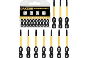 DAKCOS T10 Bit largo, Torx Bit T10, surtido de puntas de S2, punta de atornillado 1/4 vástago hexagonal (longitud 50 mm, 10 piezas)