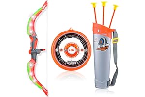 VISIBEE Bow and Arrow Set for Kids, Children Sport Shooting Archery Toys with Soft Sucker, Arrow and Target Set, Archery set for Boys and Girls (Orange)