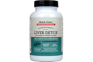 MACRO GREENS Liver Detox and Repair – 1400mg Complex | High Strength with 20 Effective Ingredients | Boosted with Dandelion, Turmeric, Amino Acids, Vitamins and More | 120 Capsules - 60 Day Supply