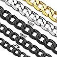 Suplight 316L Stainless Steel Yellow Gold/Black Plated Punk Miami Curb Cuban/Square Box/Figaro Chain for Men 4MM 6MM 9MM 18" 20" 22" 24" 26" 28" 30"