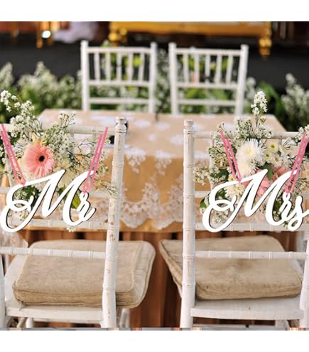 Mellilu Stuhl Aufhänger Hochzeit - Mr & Mrs Holzdeko 38 Cm 2 Stück