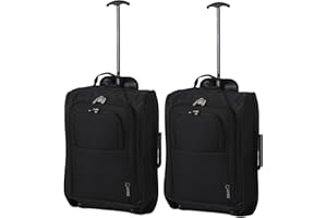 5 Cities Juego de 2 Maletas de Mano Ligeras aprobadas para Cabina de Viaje de 55 cm, con Ruedas, maletín de Mano
